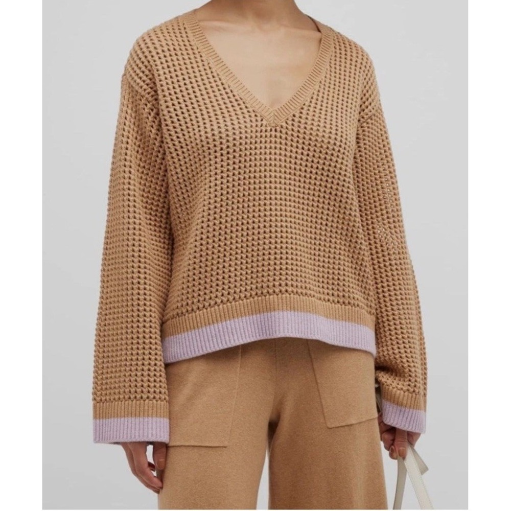 $395 Atm Anthony Thomas Melillo Women's Brown Deep V-Neck Sweater‎ Size S
